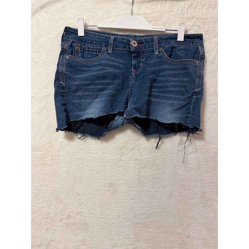 G by GUESS Sophie Skinny Denim Shorts Womens 32 Medium Wash Raw Hem Cut Offs